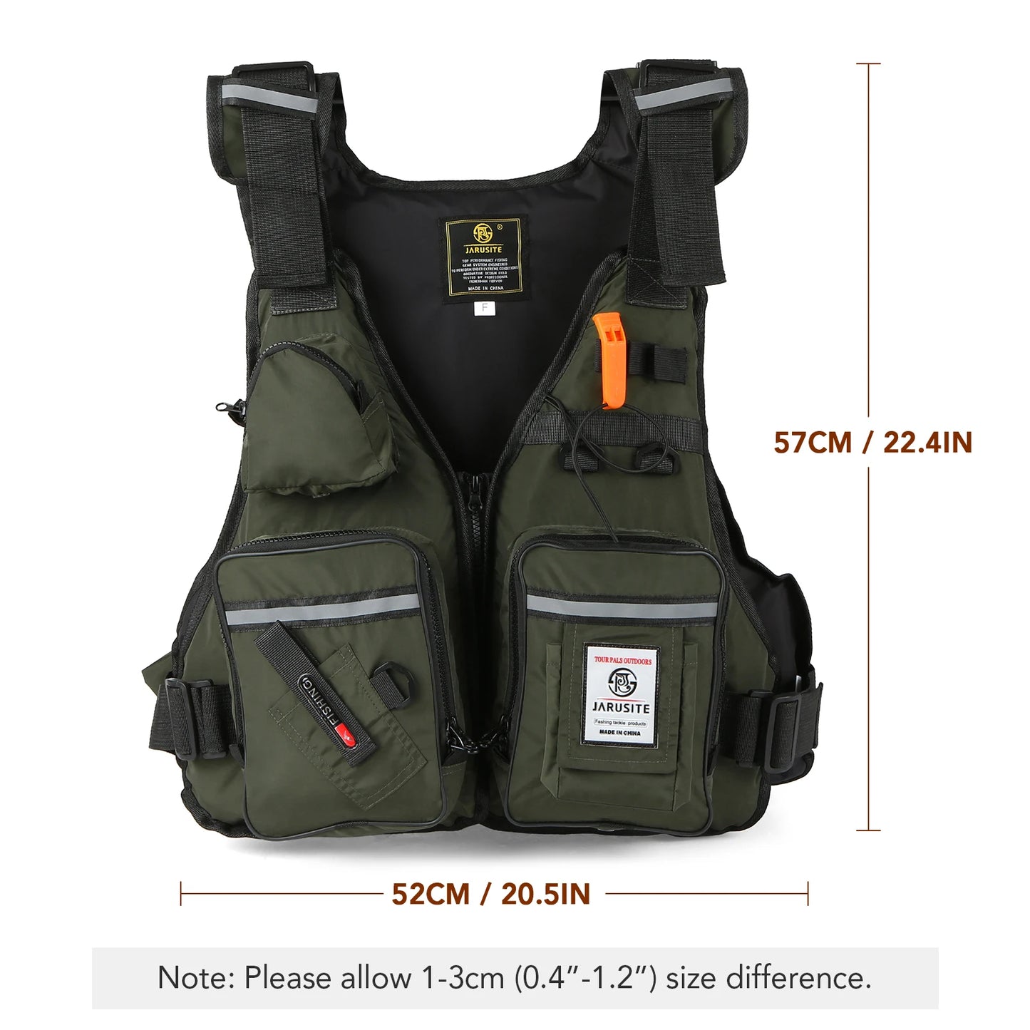 Multi-Pockets Fly Fishing Jacket Buoyancy Vest with Water Bottle Holder