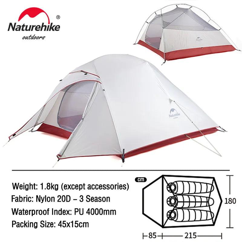 Naturehike Cloud Up 1 2 3 People Tent Ultralight 20D Camping Tent Waterproof Outdoor Hiking Travel Tent Backpacking Cycling Tent - Nex Fisher Hub