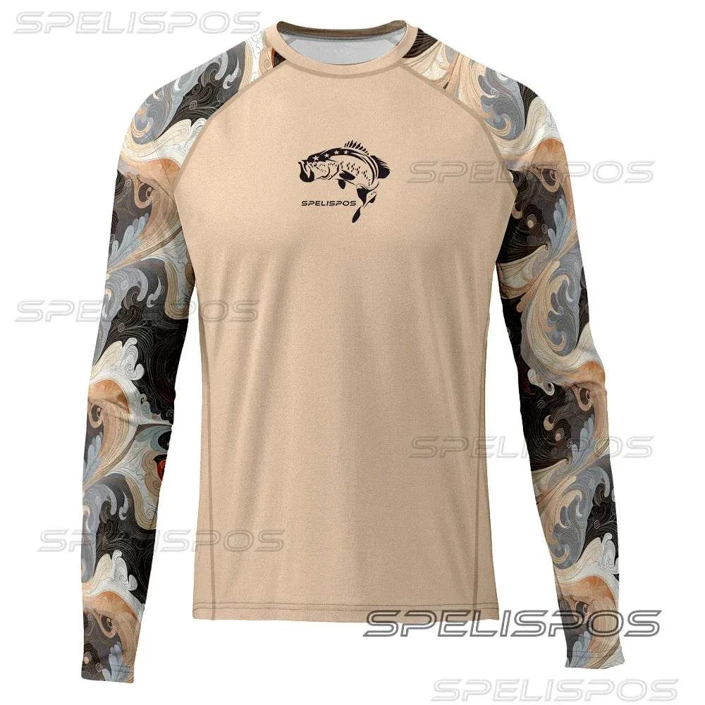 SPELISPOS Men's Long-Sleeve Fishing Shirt with UPF 50+ sun protection and stylish design.