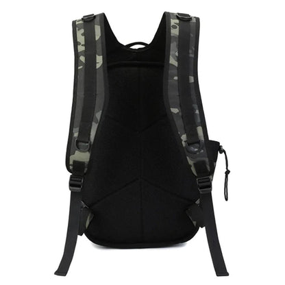 Back view of the Rilibegan Fishing Backpack showcasing adjustable straps and tactical design.