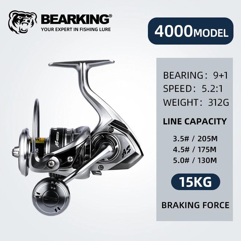 BEARKING brand New arrival Saltwater Fishing Reel Spinning 1000-6000 9+1BB 5.2:1 Max Drag 10-20KG Water-Proof Reels - Nex Fisher Hub