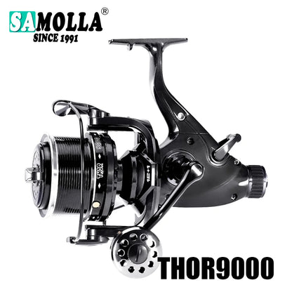 SAMOLLA Max Double Drag Carp Reel: Heavy-Duty Spinning Reel Max Drag 27kg - 12+1BB