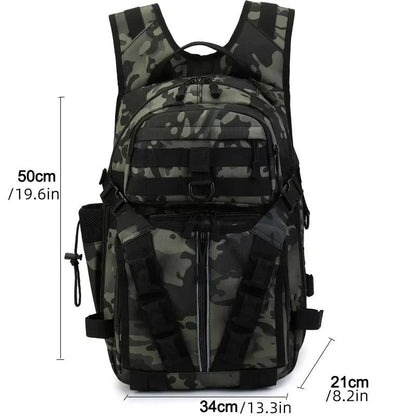 Rilibegan Fishing Backpack - durable canvas, tactical design, versatile outdoor use.