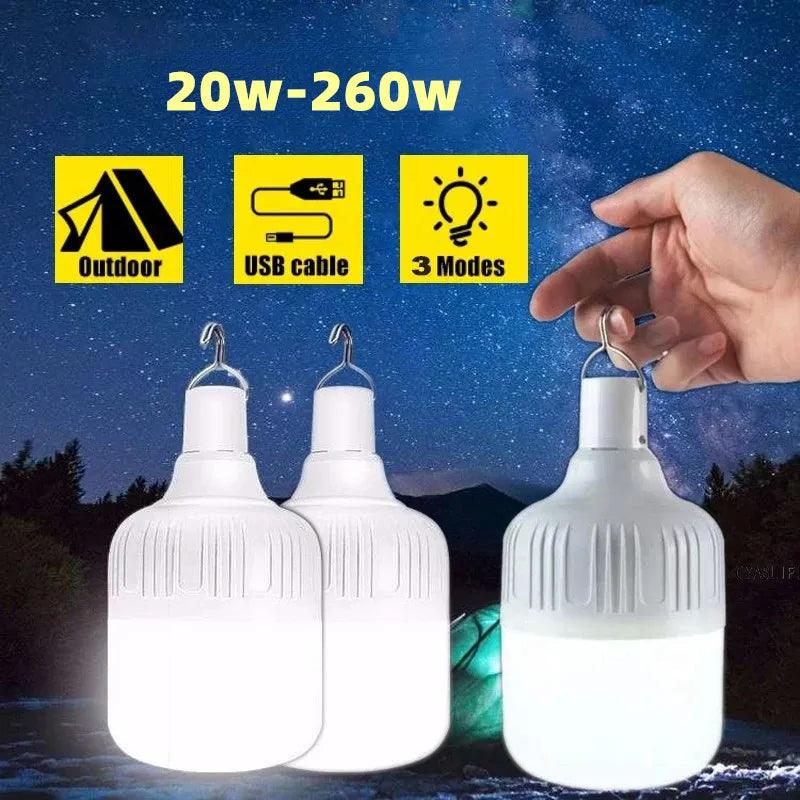 30-260W Portable Tent Lamp Battery Lantern BBQ Camping Light Outdoor Bulb USB LED Emergency Lights for Patio Porch Garden - Nex Fisher Hub