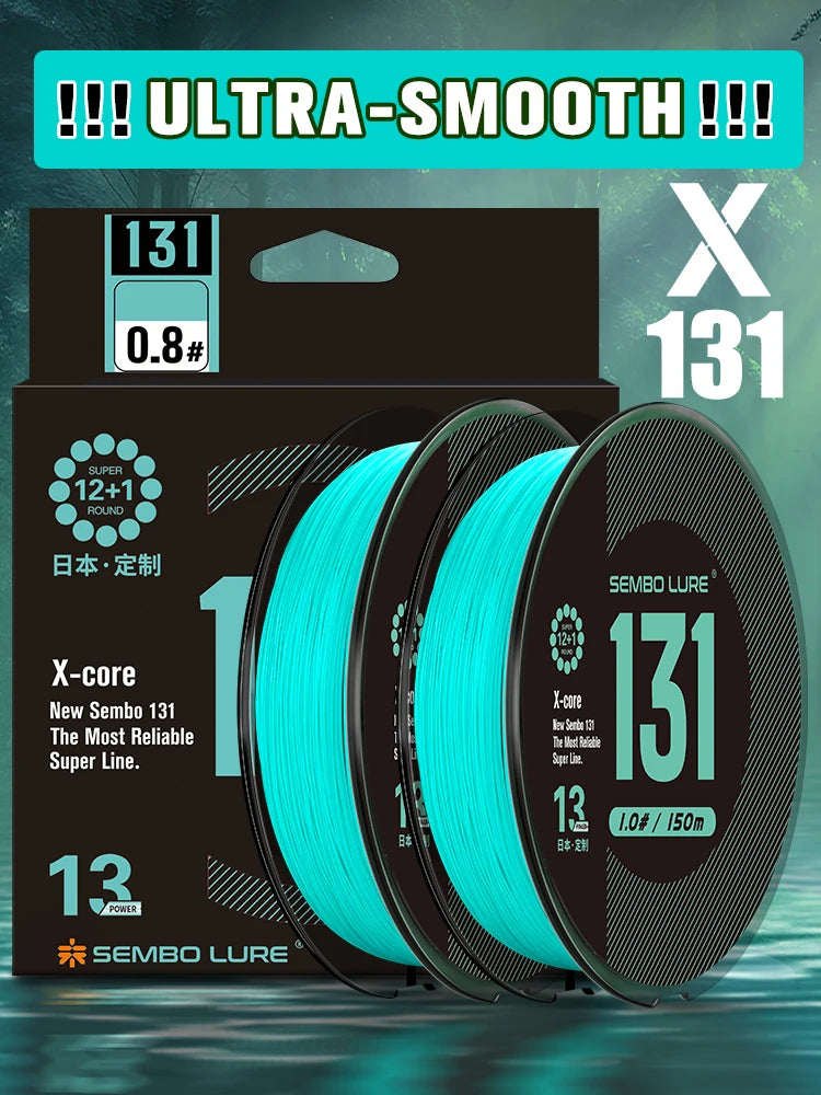 Packaging of Sembo Lure X-131 fishing line with branding and product details.