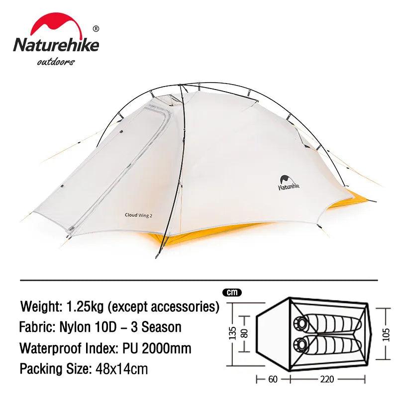 Naturehike Cloud Up 1 2 3 People Tent Ultralight 20D Camping Tent Waterproof Outdoor Hiking Travel Tent Backpacking Cycling Tent - Nex Fisher Hub