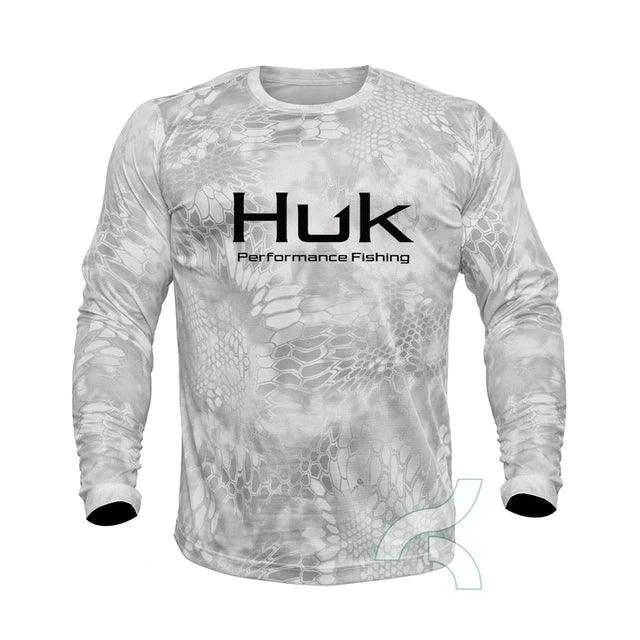 Huk Performance Fishing: Long Sleeve Camouflage Fishing Shirt with SunNex Fisher Hub