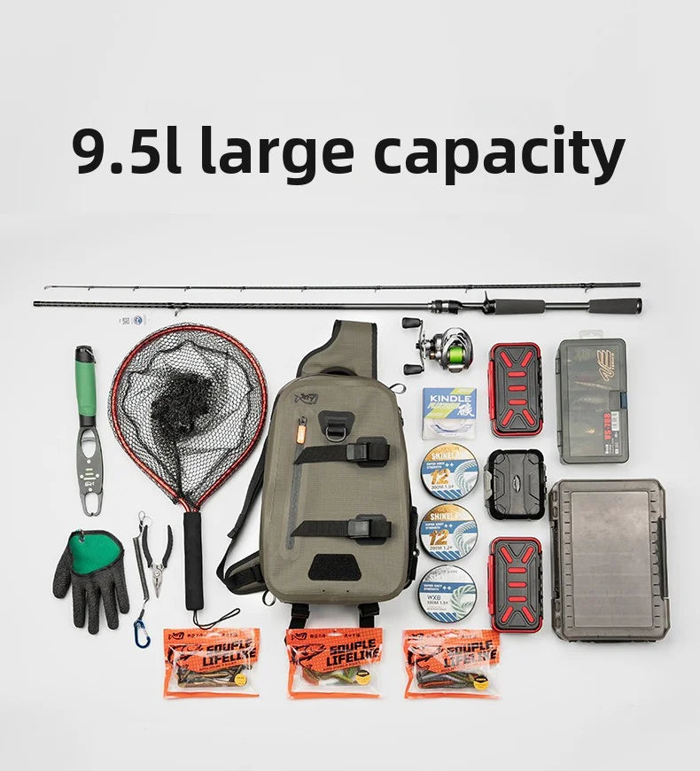 LINNHUE Fishing Shoulder Bag Fishing Tackle Waterproof Bag Outdoor Capacity Fishing Lures Line Box Storage Accessories