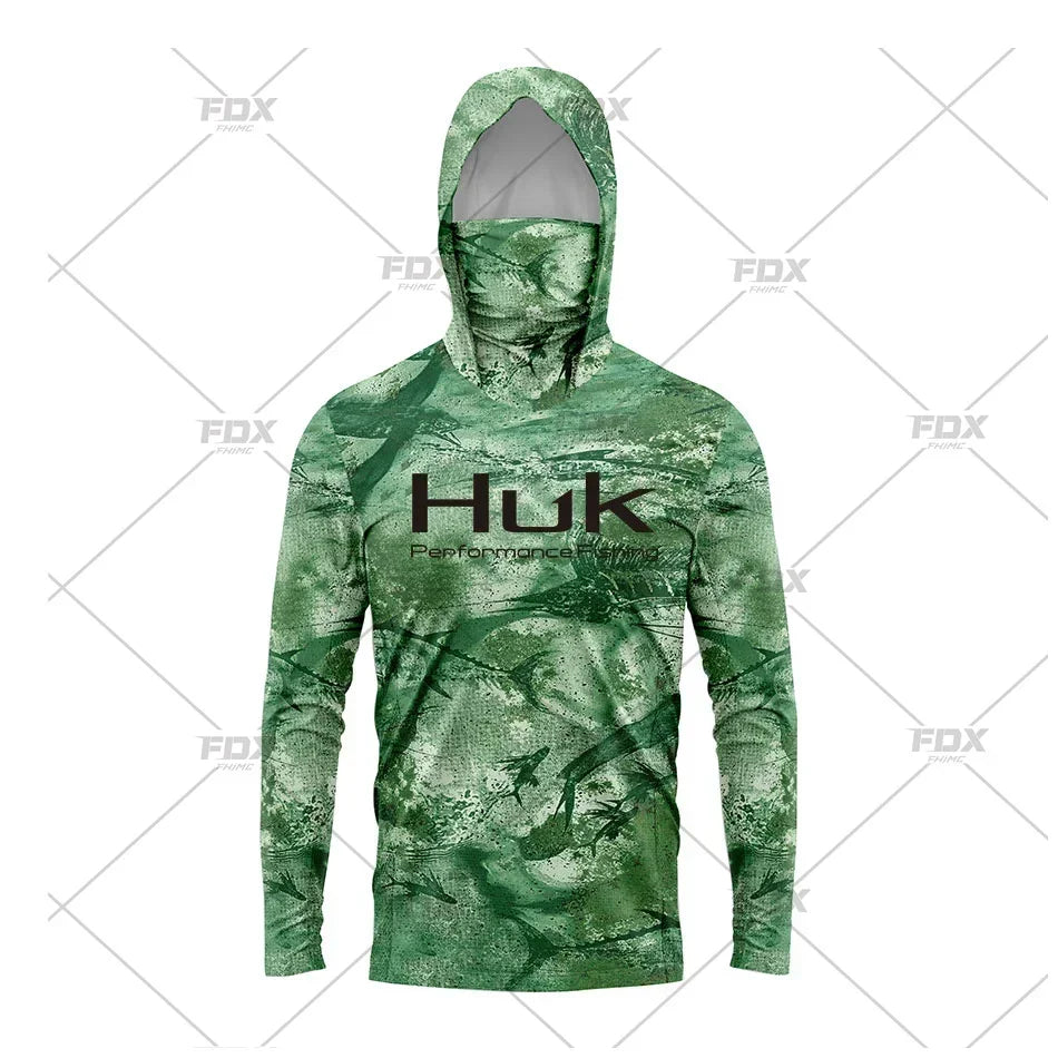 Huk Custom Men's Hooded Shirt: Ultimate Sun Protection for Anglers UPF 50+