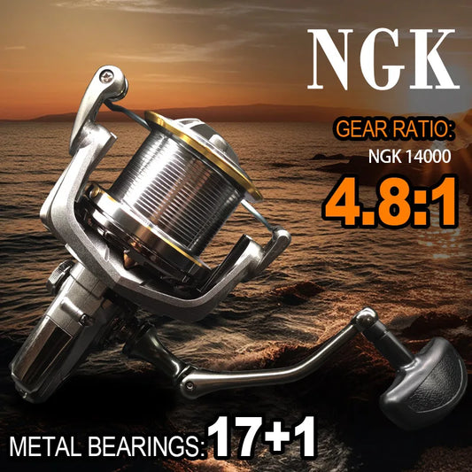 Rooblinos NGK Long Shot Jigging Spinning Reel: 55lb Max Drag for Big Game Saltwater And Freshwater Fishing