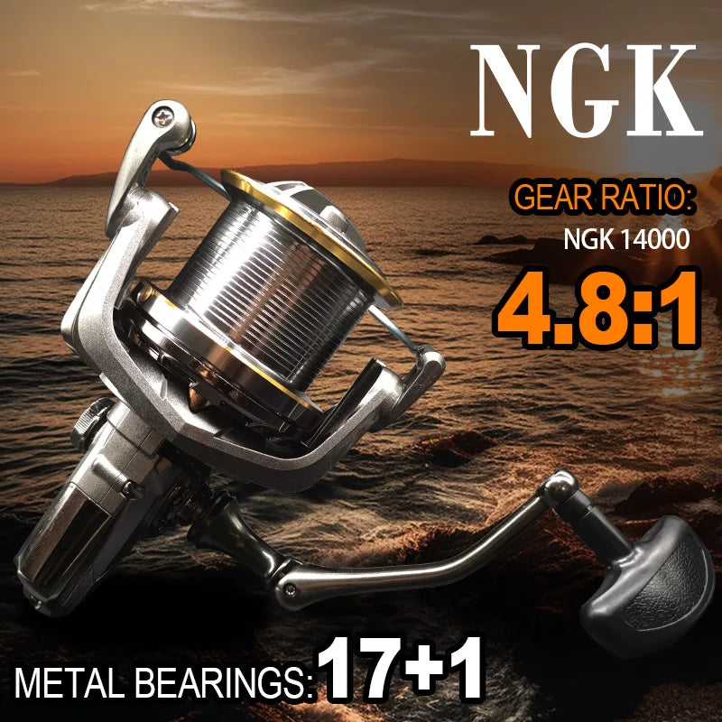 Rooblinos NGK Long Shot Jigging Spinning Reel: 55lb Max Drag for Big Game Saltwater And Freshwater Fishing
