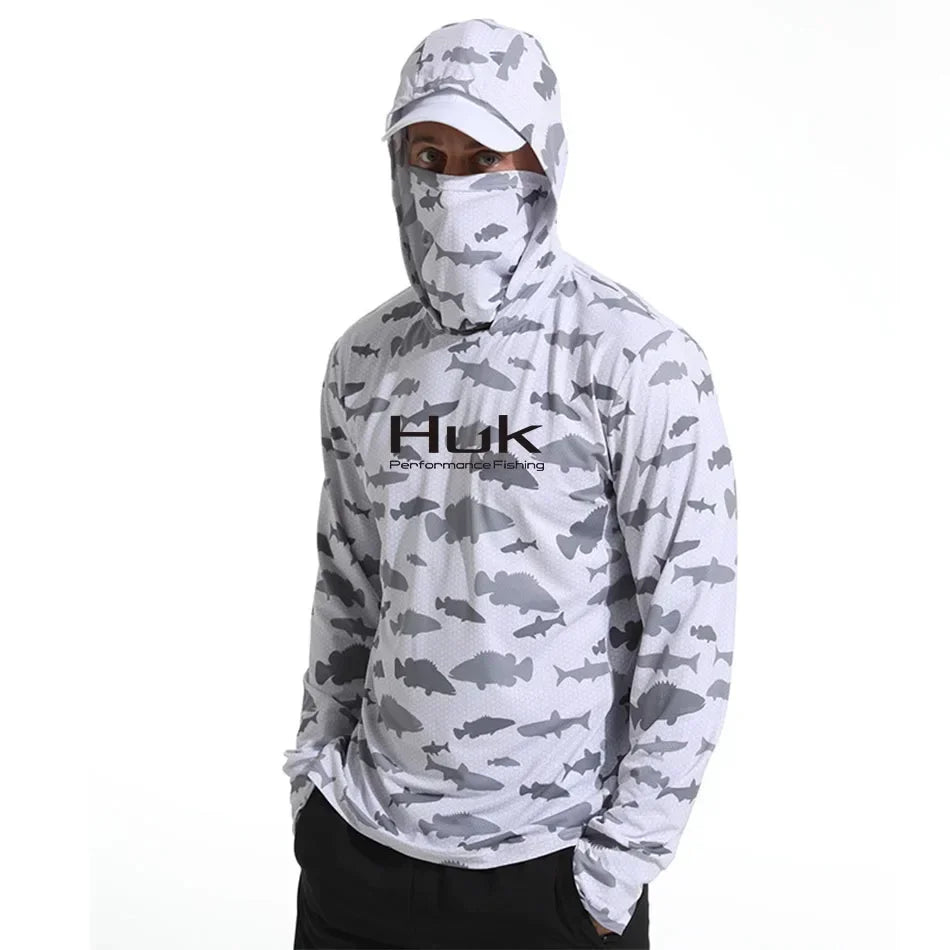 Huk Custom Men's Hooded Shirt: Ultimate Sun Protection for Anglers UPF 50+