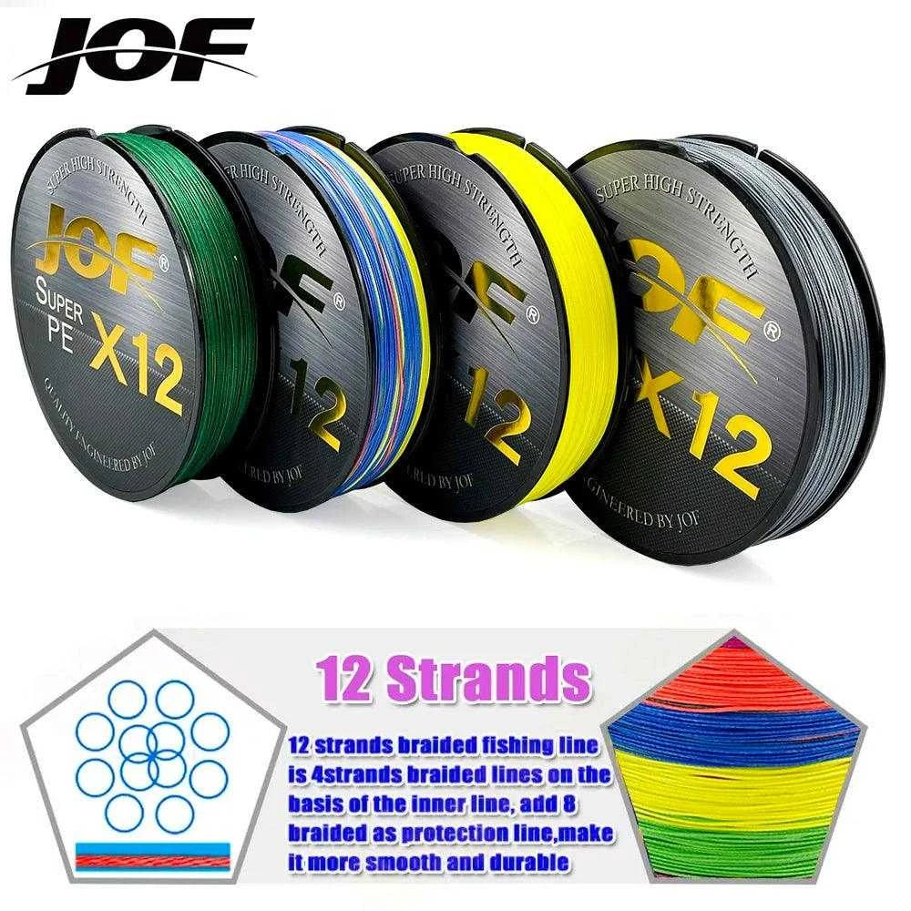 JOF X12 Fishing Line Braided 100m/300m Super Strong Multifilament Fishing Line Carp Fishing 25LB 30LB 39LB 50LB 65LB 77LB 92LB - Nex Fisher Hub