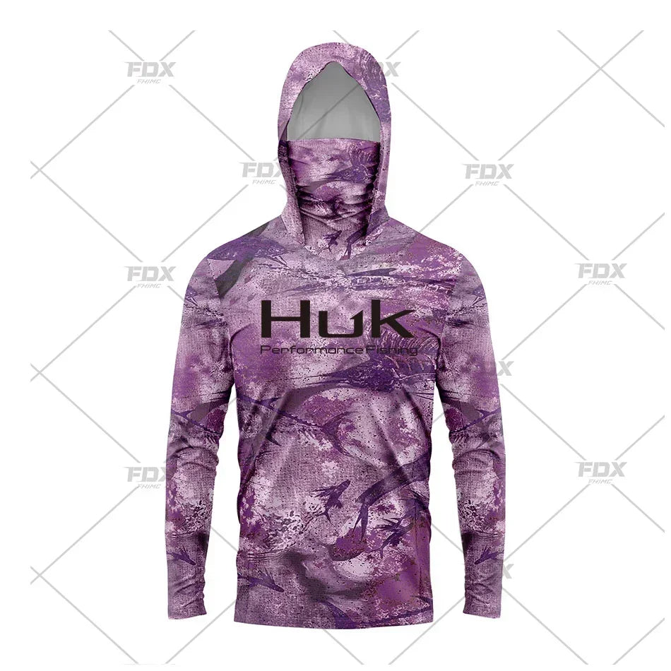 Huk Custom Men's Hooded Shirt: Ultimate Sun Protection for Anglers UPF 50+