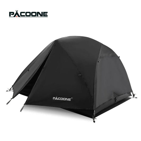 PACOONE Ultralight 20D Nylon Camping Tent in black.