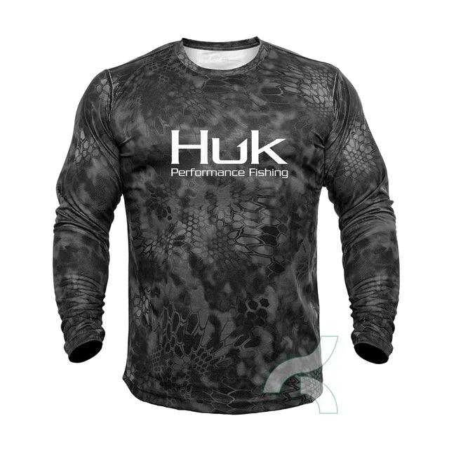 Huk Performance Fishing: Long Sleeve Camouflage Fishing Shirt with SunNex Fisher Hub