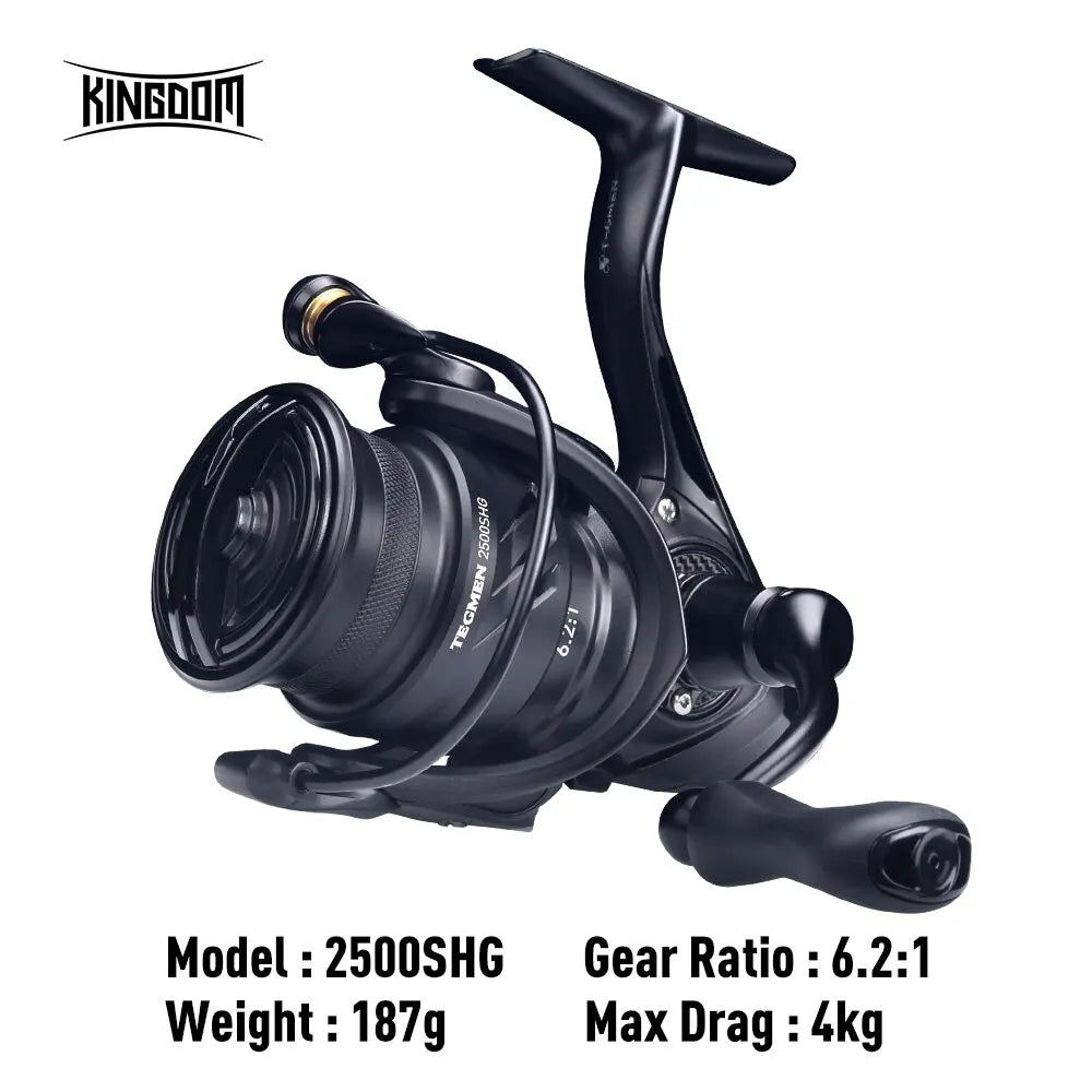 Kingdom Tegmen 5.2:1 6.2:1 143g Spinning Fishing Reels High Speed Gear Ratio Light Carbon Fiber Body Drag 10+1 Bearing Quantity Nex Fisher Hub