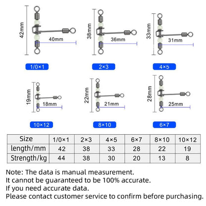 DNDYUJU 10pcs 3way Luminous T-shape Cross-Line Rolling Swivel With Pearl Beads Connector