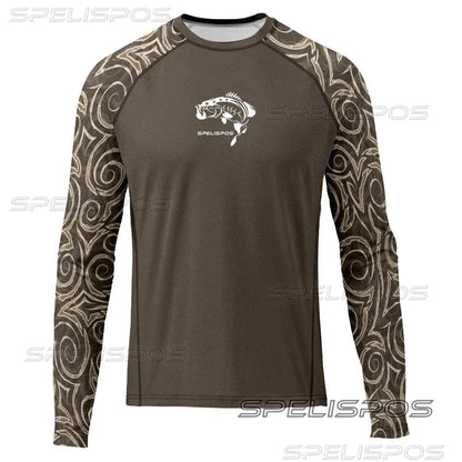 SPELISPOS men's long-sleeve fishing shirt with sun protection and stylish design.