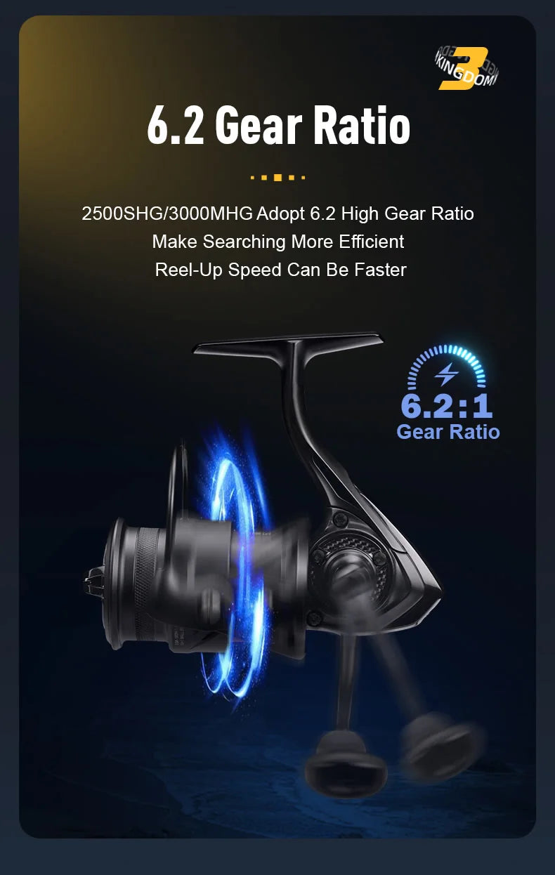 Kingdom Tegmen 5.2:1 6.2:1 143g Spinning Fishing Reels High Speed Gear Ratio Light Carbon Fiber Body Drag 10+1 Bearing Quantity Nex Fisher Hub