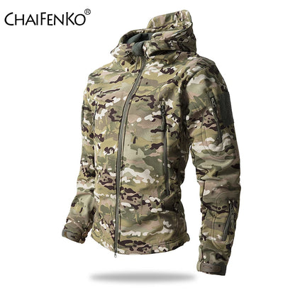 Lurker Shark Skin Soft Shell Tactical Jacket Men Waterproof Fleece Hooded Coat Hunt Clothes Autumn New Outdoor Camouflage Jacket