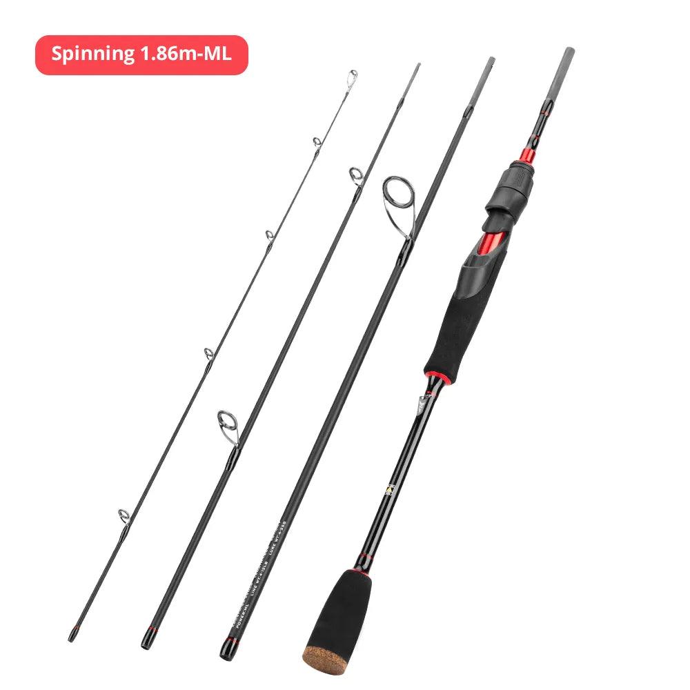 KastKing Brutus Carbon Spinning Rod 1.86m-ML with red accents and multiple sections.