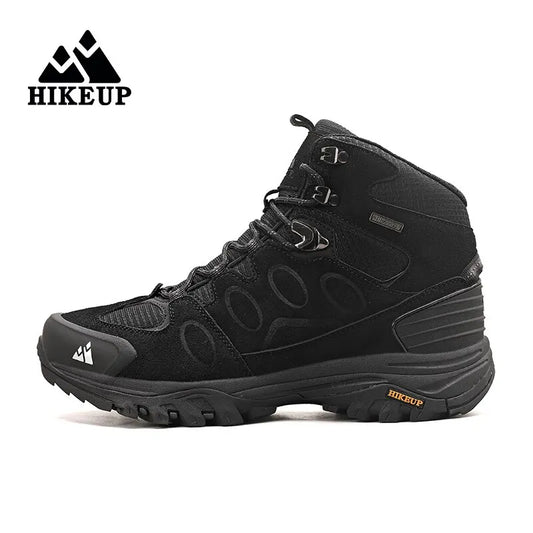 HIKEUP High-Top Men's Lace-Up Non-slip Hiking Boots: Conquer Any Terrain, Even Fishing Banks