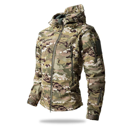 Lurker Shark Skin Soft Shell Tactical Jacket Men Waterproof Fleece Hooded Coat Hunt Clothes Autumn New Outdoor Camouflage Jacket