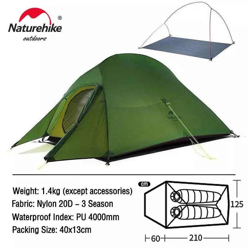 Naturehike Cloud Up 1 2 3 People Tent Ultralight 20D Camping Tent Waterproof Outdoor Hiking Travel Tent Backpacking Cycling Tent - Nex Fisher Hub