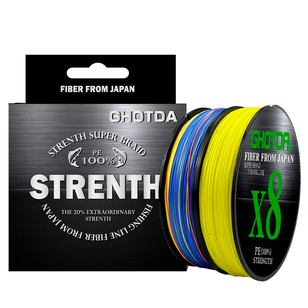 GHOTDA 8/9/12 Strands PE Braided Wire Multifilament Japan Import Fabric  PE Line for Carp Fishing 0.6-8.0# 100M Fishing Line - Nex Fisher Hub