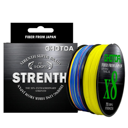 GHOTDA 8/9/12 Strands PE Braided Wire Multifilament Japan Import Fabric  PE Line for Carp Fishing 0.6-8.0# 100M Fishing Line - Nex Fisher Hub