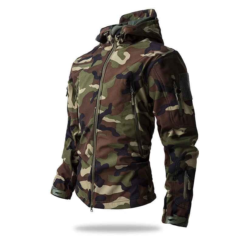 Lurker Shark Skin Soft Shell Tactical Jacket Men Waterproof Fleece Hooded Coat Hunt Clothes Autumn New Outdoor Camouflage Jacket