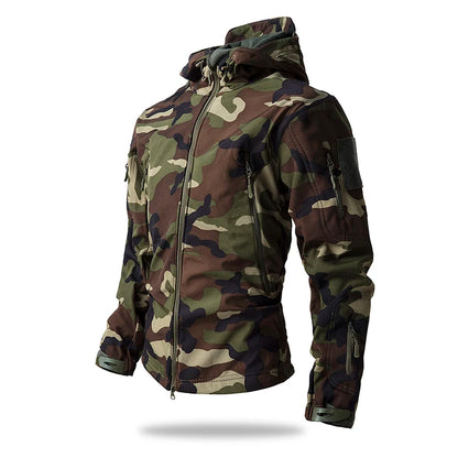 Lurker Shark Skin Soft Shell Tactical Jacket Men Waterproof Fleece Hooded Coat Hunt Clothes Autumn New Outdoor Camouflage Jacket