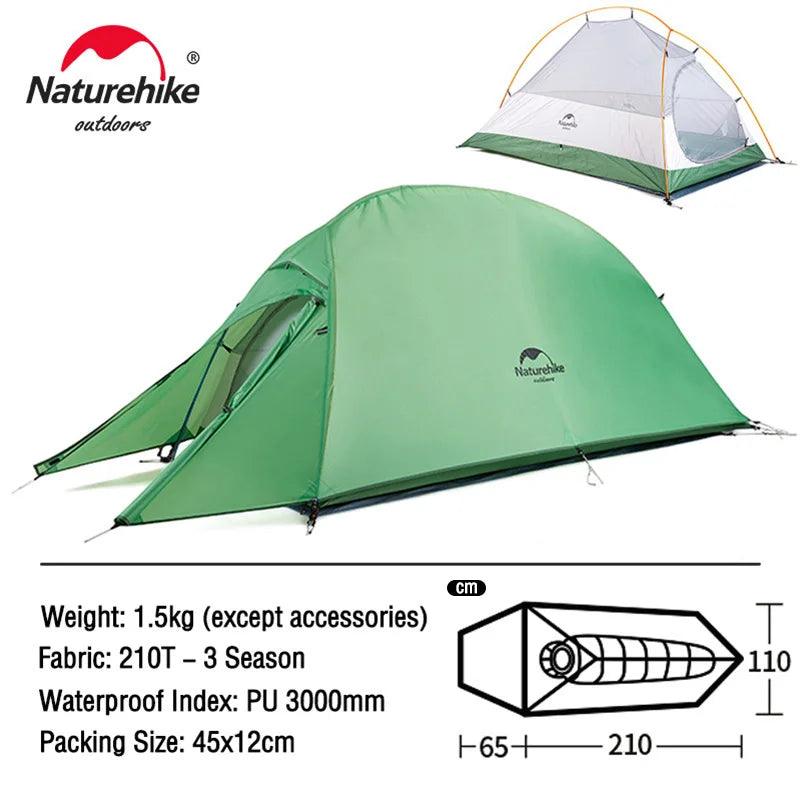 Naturehike Cloud Up 1 2 3 People Tent Ultralight 20D Camping Tent Waterproof Outdoor Hiking Travel Tent Backpacking Cycling Tent - Nex Fisher Hub