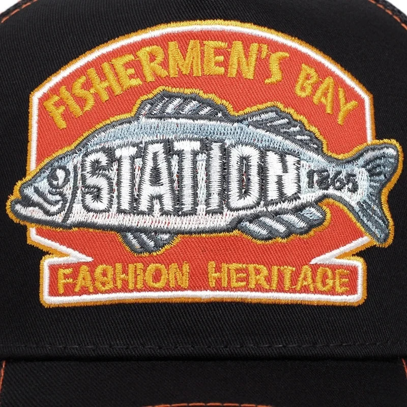 Unisex Summer Fishing Cap Breathable Mesh Trucker Hat Men Women Big Fish Fisherman Sports Snapback Hat Outdoor Cap