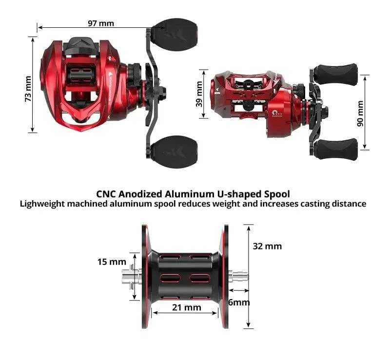 baitcaster reel sizes KastKing Spartacus II Baitcasting Reel (7.2:1)