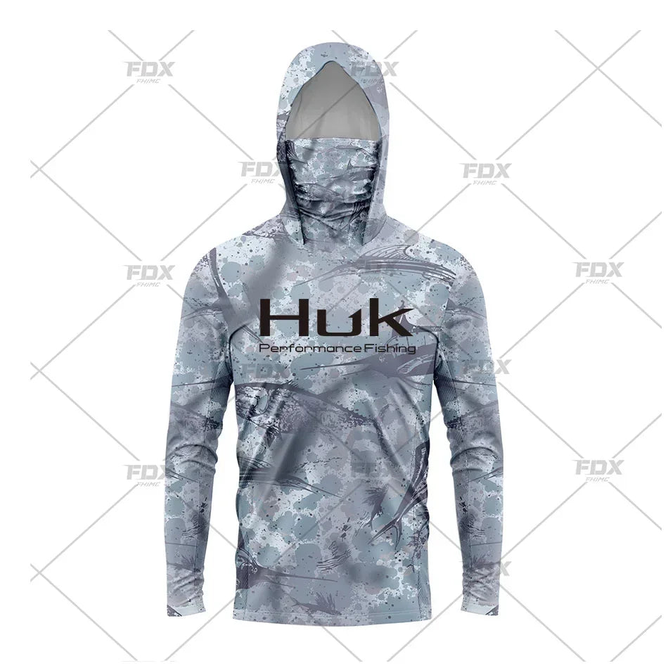 Huk Custom Men's Hooded Shirt: Ultimate Sun Protection for Anglers UPF 50+