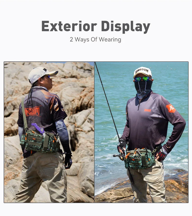 KINGDOM Multifunctional Fishing Tackle Bag Waist : 3-Layer Utility Storage - Nex Fisher Hub