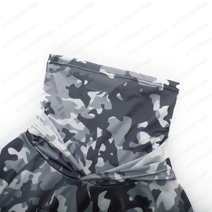 HUK Camouflage Long Sleeve Hooded Fishing Shirt with Mask: UPF 50+ UV Protection for Men