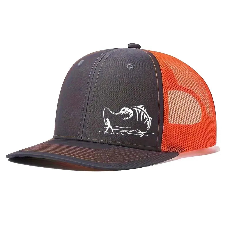 Go Fishing Embroidery Baseball Cap: Adjustable Mesh Sunscreen Hat for All Seasons