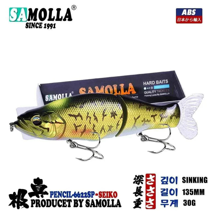 SAMOLLA Swimbait 1.06 oz (30g) 5.3 inches with seductive swim style and 3D holographic eyes.