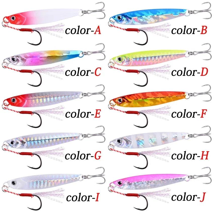 10Pcs Super Quatity Metal Casting Jig 7g-10g-14g-21g-28g-40g Shore Drag Cast Jigging Spoon Fishing Lure Artificial Bait Tackle