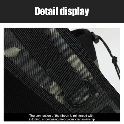 Detailed view of the Rilibegan Fishing Backpack's reinforced stitching showing craftsmanship.