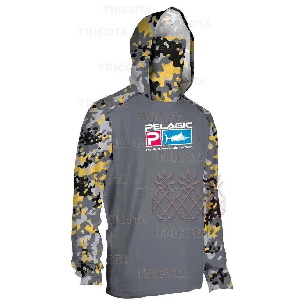 Pelagic Fishing Clothing Mask Hooded Fishing Shirts Men Long Sleeve Upf 50+ Uv Protection Fishing Tops Camouflag Camisa De Pesca - Nex Fisher Hub