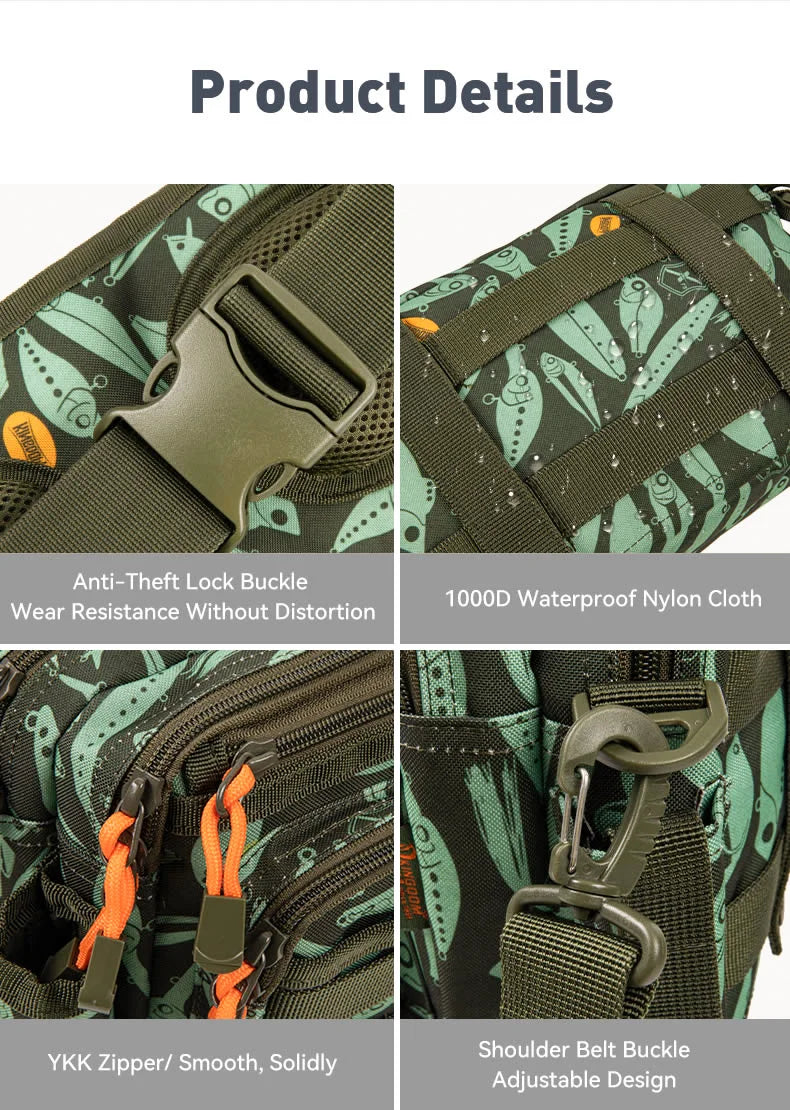 KINGDOM Multifunctional Fishing Tackle Bag Waist : 3-Layer Utility Storage - Nex Fisher Hub