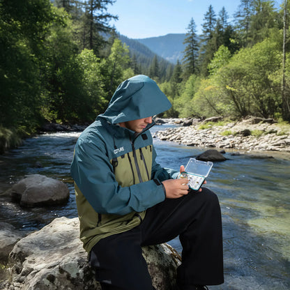 Goture Waterproof Fishing Jacket Multi-pocket Fly Fishing Clothes with Hat 4-Layer Wader Fishing Clothing Apparel