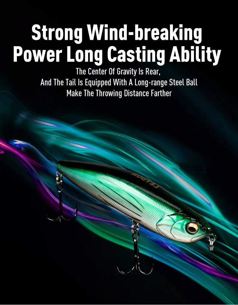 LEYDUN Z-Claw Floating Pencil Lures (2pc): Topwater Walk-the-Dog for Bass And Pike