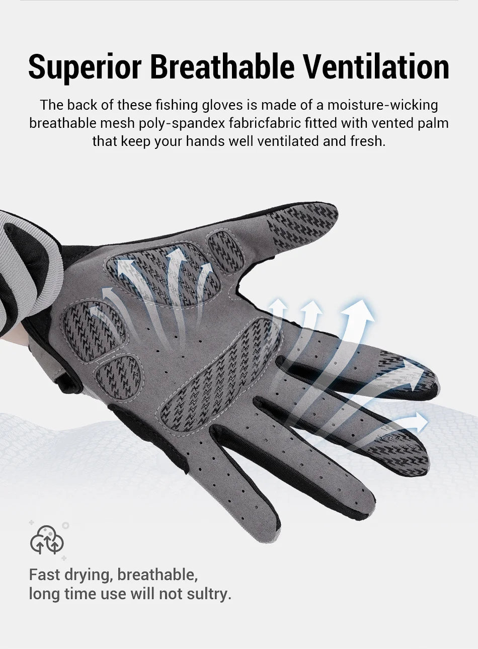 Noeby Fishing Gloves UPF50+ Sun UV Protection Quick-drying Anti-slip Outdoor Kayaking Cycling Fishing Protection Sports Gloves Nex Fisher Hub