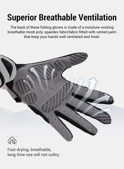 Noeby Fishing Gloves UPF50+ Sun UV Protection Quick-drying Anti-slip Outdoor Kayaking Cycling Fishing Protection Sports Gloves Nex Fisher Hub