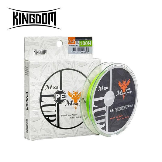 Kingdom Micro Fly 100M 150M 8 strand PE fishing line, ideal for ocean and freshwater fishing.